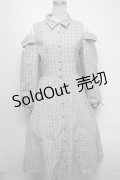 axes femme / ボリューム袖チェックワンピース  グレー S-25-04-17-069-AX-OP-HR-ZS