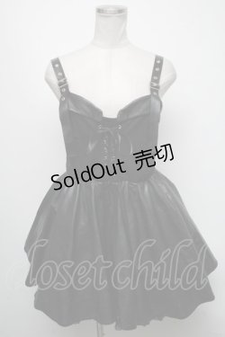画像1: KRY CLOTHING / レースアップキャミワンピース  黒 S-25-04-17-073-EL-TO-HR-ZS