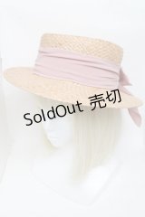 Ank Rouge / ストローハット  ベージュｘピンク S-25-04-17-015-CA-AC-AS-ZS