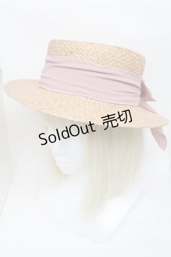 画像1: Ank Rouge / ストローハット  ベージュｘピンク S-25-04-17-015-CA-AC-AS-ZS