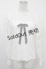 Amavel / リボン付き総レーストップス  白 S-25-04-17-032-CA-TO-HR-ZS
