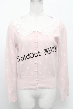 画像1: an another angelus / バラ刺繍襟レースニットカーディガン  ピンク S-25-04-17-037-CA-BL-HR-ZS