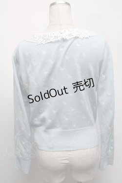 画像2: an another angelus / バラ刺繍襟レースニットカーディガン  サックス S-25-04-17-038-CA-BL-HR-ZS