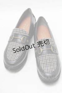 axes femme / 千鳥柄切替ローファー  黒 S-25-04-18-009-AX-SH-HR-ZT-K005