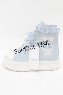 画像2: axes femme kawaii / ベア刺繍スニーカー  サックス S-25-04-18-018-AX-SH-HR-ZS