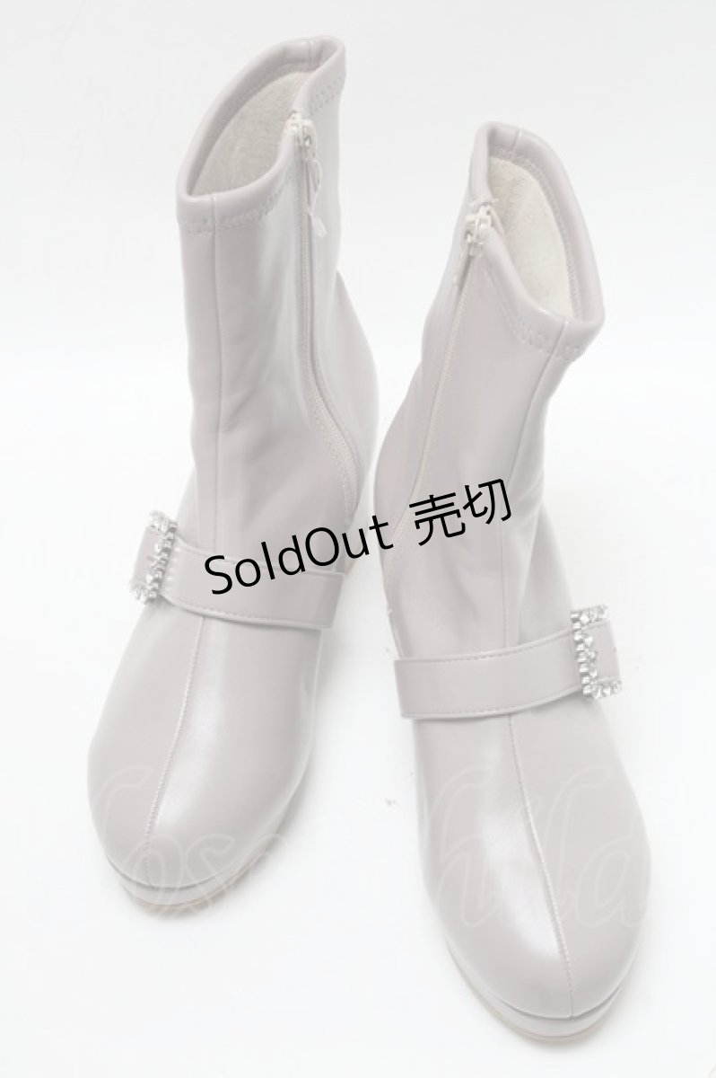 画像1: 【SALE】axes femme / パールバックル付ミドルブーツ L グレージュ S-25-04-18-003-AX-SH-AS-ZTK017 (1)