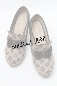axes femme / レースｘリボンヒールブーツ  ブラウン S-25-04-18-032-AX-SH-HR-ZT088