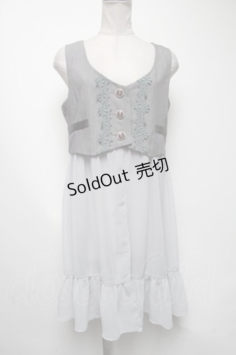 画像1: 【SALE】axes femme POETIQUE / ロング丈シフォンベスト  グレー S-25-04-19-001-AX-TO-HR-ZH (1)