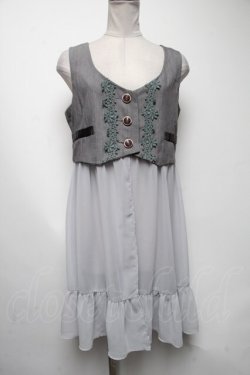 画像1: axes femme POETIQUE / ロング丈シフォンベスト  グレー S-25-04-19-001-AX-TO-HR-ZS
