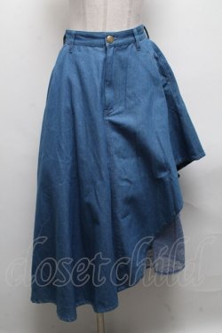 画像1: axes femme POETIQUE / デニム×レースアシメスカート  ブルー S-25-04-19-055-AX-SK-HR-ZS