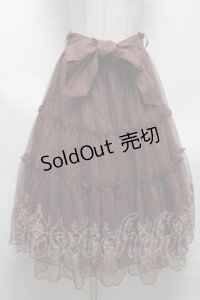 axes femme / ローズ刺繍チュールスカート  ブラウン S-25-04-19-061-AX-SK-HR-ZS