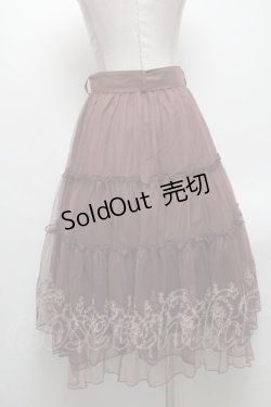 画像2: axes femme / ローズ刺繍チュールスカート  ブラウン S-25-04-19-061-AX-SK-HR-ZS