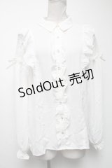 axes femme POETIQUE / 肩レースデザインブラウス  白 S-25-04-19-007-AX-BL-HR-ZS