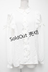 axes femme POETIQUE / 肩レースデザインブラウス  白 S-25-04-19-007-AX-BL-HR-ZS