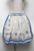 axes femme / 鳥かごプリントスカート  オフｘサックス S-25-04-19-071-AX-SK-HR-ZS