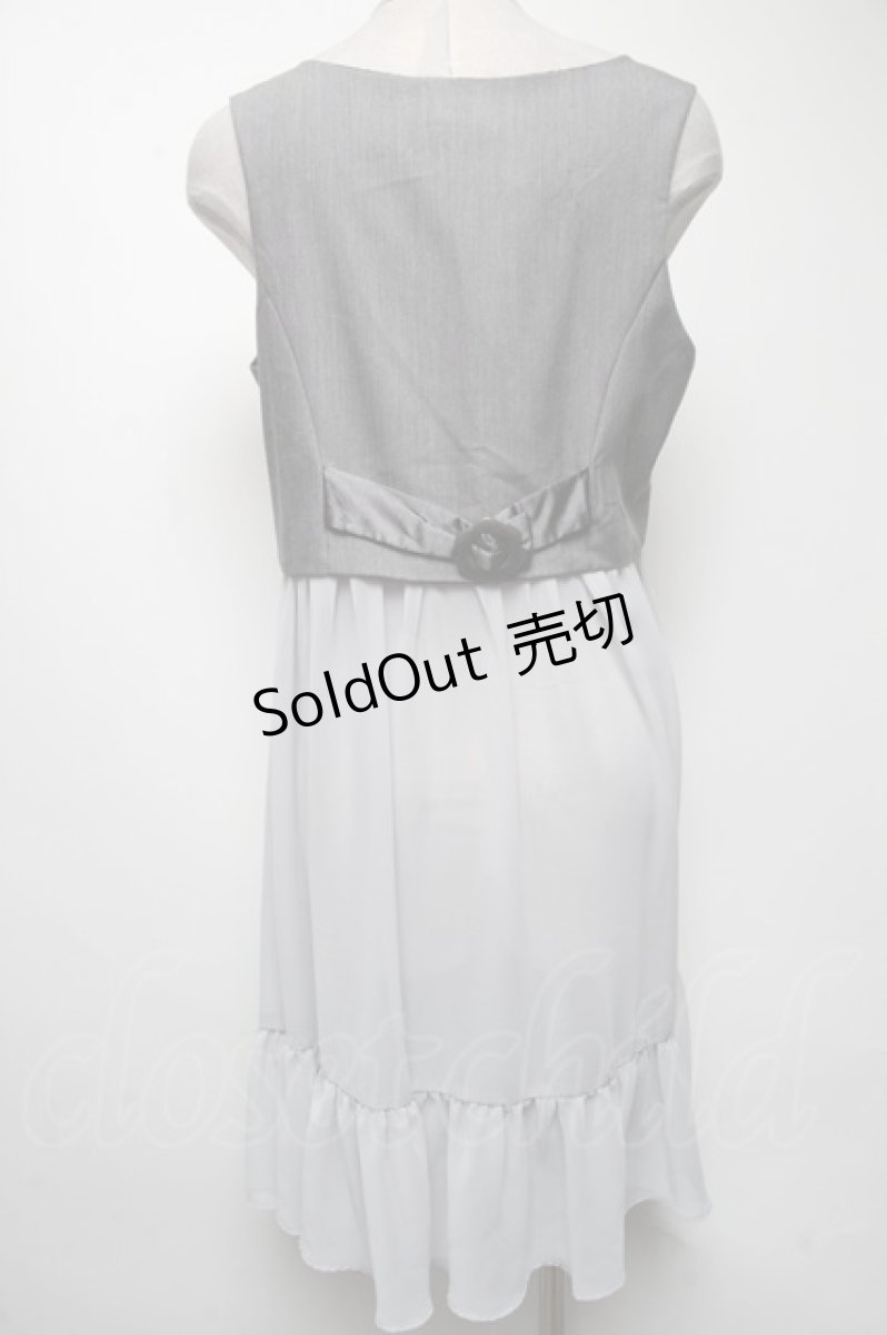 画像2: 【SALE】axes femme POETIQUE / ロング丈シフォンベスト  グレー S-25-04-19-001-AX-TO-HR-ZH (2)