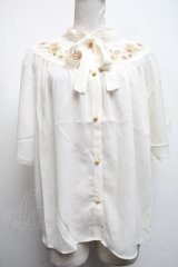axes femme / ひまわり刺繍楊柳ブラウス  キナリ S-25-04-19-014-AX-BL-HR-ZS