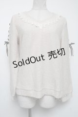 axes femme / 袖レースアップカットプルオーバー  ベージュ S-25-04-19-016-AX-BL-HR-ZS