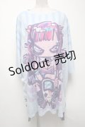 HYPER CORE / サイドリボンプリントカットソー  サックス S-25-04-19-020-PU-TO-HR-ZS