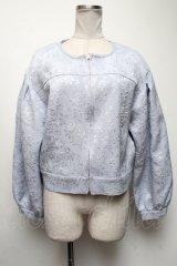 axes femme / ジャカードノーカラージャケット  サックス S-25-04-19-022-AX-JA-HR-ZS