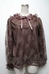 axes femme / ローズレースフリルトップス  ブラウン S-25-04-19-028-AX-TO-HR-ZS