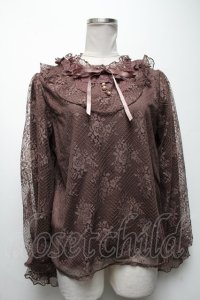 axes femme / ローズレースフリルトップス  ブラウン S-25-04-19-028-AX-TO-HR-ZS