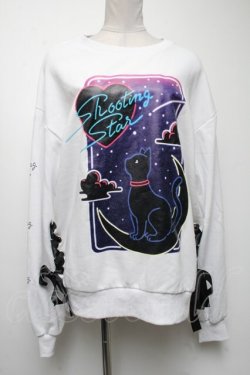 画像1: LISTEN FLAVOR / 月夜の黒猫レースアッププルオーバー  白 S-25-04-19-003-PU-TO-AS-ZS