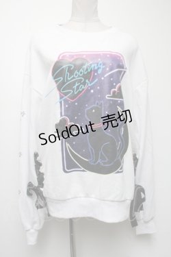 画像1: LISTEN FLAVOR / 月夜の黒猫レースアッププルオーバー  白 S-25-04-19-003-PU-TO-AS-ZS