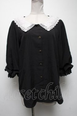 画像1: axes femme POETIQUE / レース襟ブラウス  黒 S-25-04-19-032-AX-BL-HR-ZS