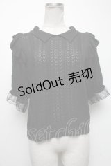 axes femme POETIQUE / 透かし編みサマーニットプルオーバー  黒 S-25-04-19-034-AX-TO-HR-ZS