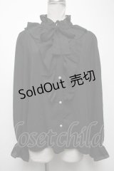 axes femme kawaii / ボウタイ付きフリルブラウス  黒 S-25-04-19-036-AX-BL-HR-ZS