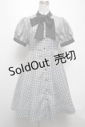 evelyn / ギンガムチェック半袖ワンピース  黒ｘ白 S-25-04-19-041-LO-SK-HR-ZS