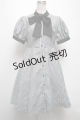 evelyn / ギンガムチェック半袖ワンピース  黒ｘ白 S-25-04-19-041-LO-SK-HR-ZS