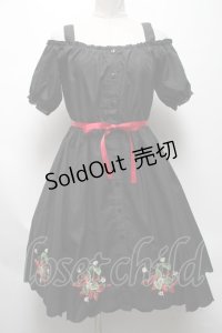 Ank Rouge / いちご刺 ワンピース  黒 S-25-04-19-044-CA-OP-HR-ZS