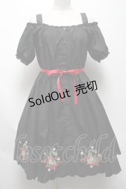 画像1: Ank Rouge / いちご刺 ワンピース  黒 S-25-04-19-044-CA-OP-HR-ZS
