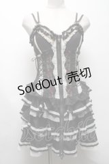 OZZ ANGELO / 薔薇刺繍コルセットジャンパースカート  グレー S-25-04-19-046-OO-OP-AS-ZS