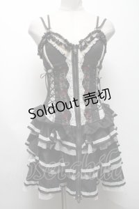 OZZ ANGELO / 薔薇刺繍コルセットジャンパースカート  グレー S-25-04-19-046-OO-OP-AS-ZS