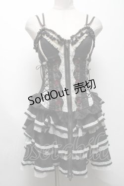 画像1: OZZ ANGELO / 薔薇刺繍コルセットジャンパースカート  グレー S-25-04-19-046-OO-OP-AS-ZS
