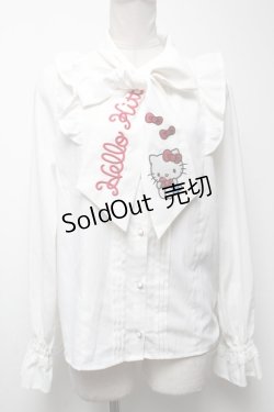 画像1: axes femme / ハローキティ刺繍ブラウス  白 S-25-04-23-032-AX-BL-AS-ZS