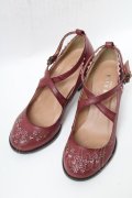 axes femme / ローズ刺繍パンプス M ワイン S-25-04-23-005-AX-SH-AS-ZS