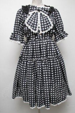 画像1: axes femme kawaii / ギンガムチェック柄ワンピース M 黒 S-25-04-23-064-AX-OP-AS-ZS