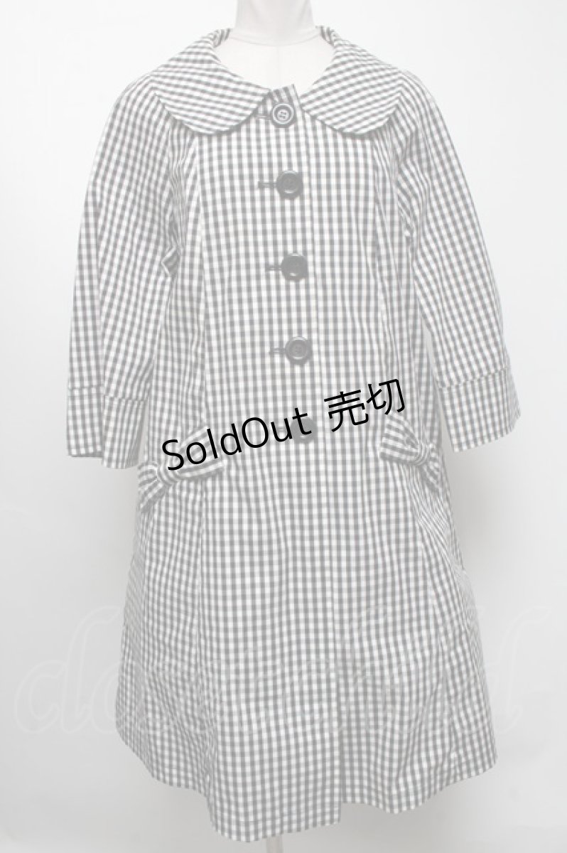 画像1: 【SALE】Emily Temple cute / ギンガムリボンポケットコート  黒ｘ白 S-25-04-23-065-ET-CO-AS-ZT089 (1)