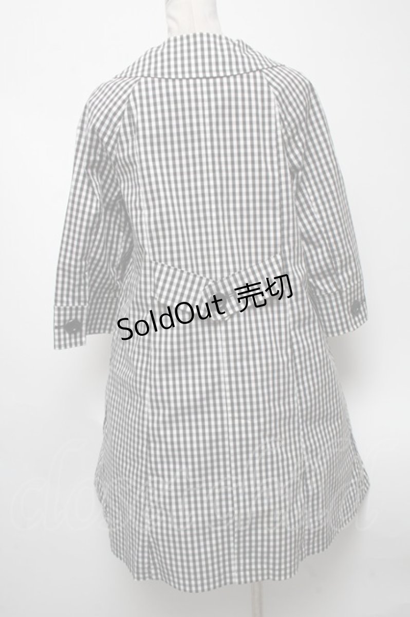画像2: 【SALE】Emily Temple cute / ギンガムリボンポケットコート  黒ｘ白 S-25-04-23-065-ET-CO-AS-ZT089 (2)