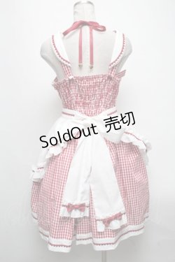 画像2: metamorphose / Chelseaエプロン付ジャンパースカート  赤ｘ白 S-25-04-23-066-ME-OP-AS-ZS