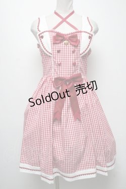 画像3: metamorphose / Chelseaエプロン付ジャンパースカート  赤ｘ白 S-25-04-23-066-ME-OP-AS-ZS