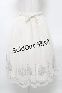 an another angelus / ライラック刺繍チュールスカート  オフｘラベンダー S-25-04-23-078-CA-SK-AS-ZS
