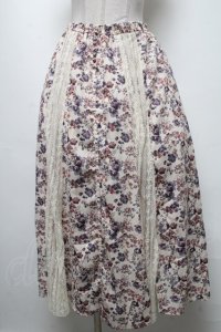 axes femme /花柄レース切替スカート  オフ S-25-04-25-054-AX-SK-ET-ZS