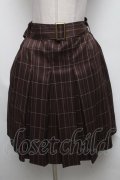 axes femme / ボックスプリーツミドルスカート  ブラウン S-25-04-25-061-AX-SK-HR-ZS