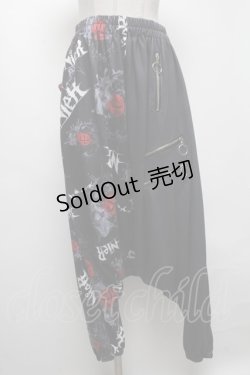 画像1: NieR Clothing / プリントサルエルパンツ  黒 S-25-04-25-064-PU-PA-HR-ZS