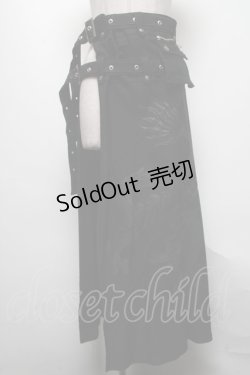 画像1: Ozz On / 龍プリントレイヤードベルトスカート  黒 S-25-04-25-069-OO-SK-HR-ZS